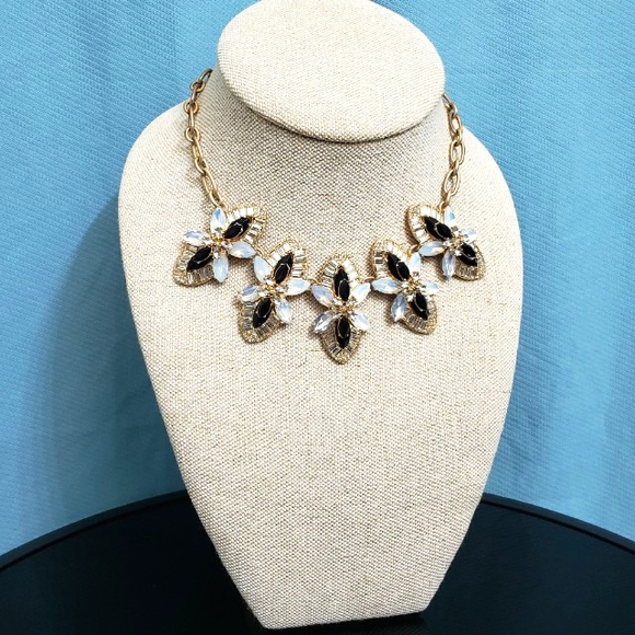 J. Crew Black and Opalescent Crystal Cluster Statement Necklace - Picture 3 of 10